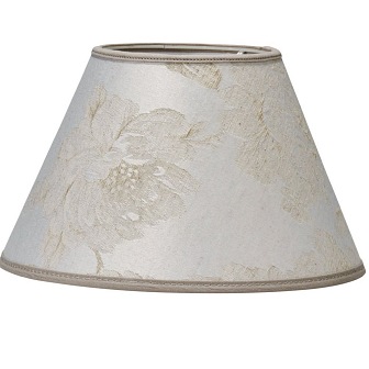 Duży lniany abażur Empire beżowy kwiaty 42cm